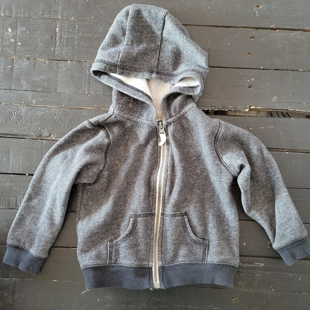 Carter's Baby 24 Months Dark Grey Charcoal Jacket Full Zip Hooded Girl Boy